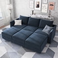 thumbnail image 4 of HONBAY Elegant Velvet Convertible Sleeper Sectional Sofa Bed with Storage, Navy Blue, 4 of 9