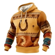Men's Hoodies & Sweatshirts Style Western Aztec Long Sleeve Hoodie With Pocket For Casual Fit Sweatshirt Vibe