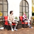 thumbnail image 2 of Outsunny Patio Bistro Set PE Rattan Garden Sofa Set 3 Pieces Red, 2 of 10