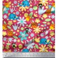 thumbnail image 1 of Soimoi Poly Georgette Fabric Floral,Bird & Animal Cartoon Fabric Prints by Yard 42 Inch Wide, 1 of 3