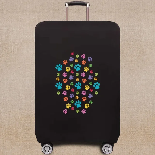 Travel Accessories Luggage Case Suitcase Dust Protective Cover 18-28 Inch Footprints Pattern Series Trolley Case Elastic Cover 8Footprints021 S