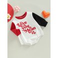 thumbnail image 3 of Faithtur Bébé Garçons Filles Tombent Romper, Manches Longues Col Rond Lettre Impression Contraste Couleur Bodysuit, 3 of 8