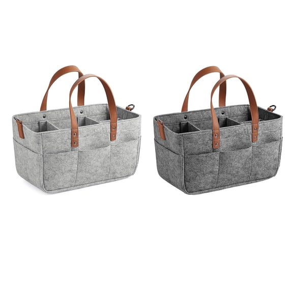 BRELIL Sac à Couches en Feutre 2 Pcs, Grand Sac de Rangement pour Chambre de Bébé, Organisateur Pliable et Portable, Compartiments Multifonctions pour Soins aux Tout-Petits Voyage Plein Air