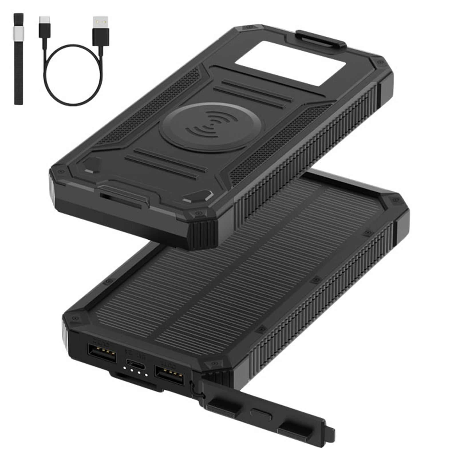 20000mAh Solar Power Bank Portable Charger Wireless USB Type C Plastic Material Camping Hiking Emergency