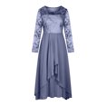 thumbnail image 4 of EGNMCR Robes de Soirée pour Femmes, Robes Formelles pour Femmes, Robes de Cocktail pour Femmes Femmes Unies à Manches Longues Col Rond Dentelle Mousseline Maille Taille Robes de Fête Jupe en Mousseline pour Femmes, 4 of 6