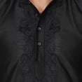 thumbnail image 4 of Ensemble Kurta-Pyjama en Soie Artistique pour Homme, Robe de Mariée, Vêtements Indiens (Noir, M), 4 of 5