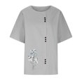 thumbnail image 4 of Birdeem Womens Fashion Summer Round Neck Leisure Short Sleeve Printed Buttons Tops, 4 of 7