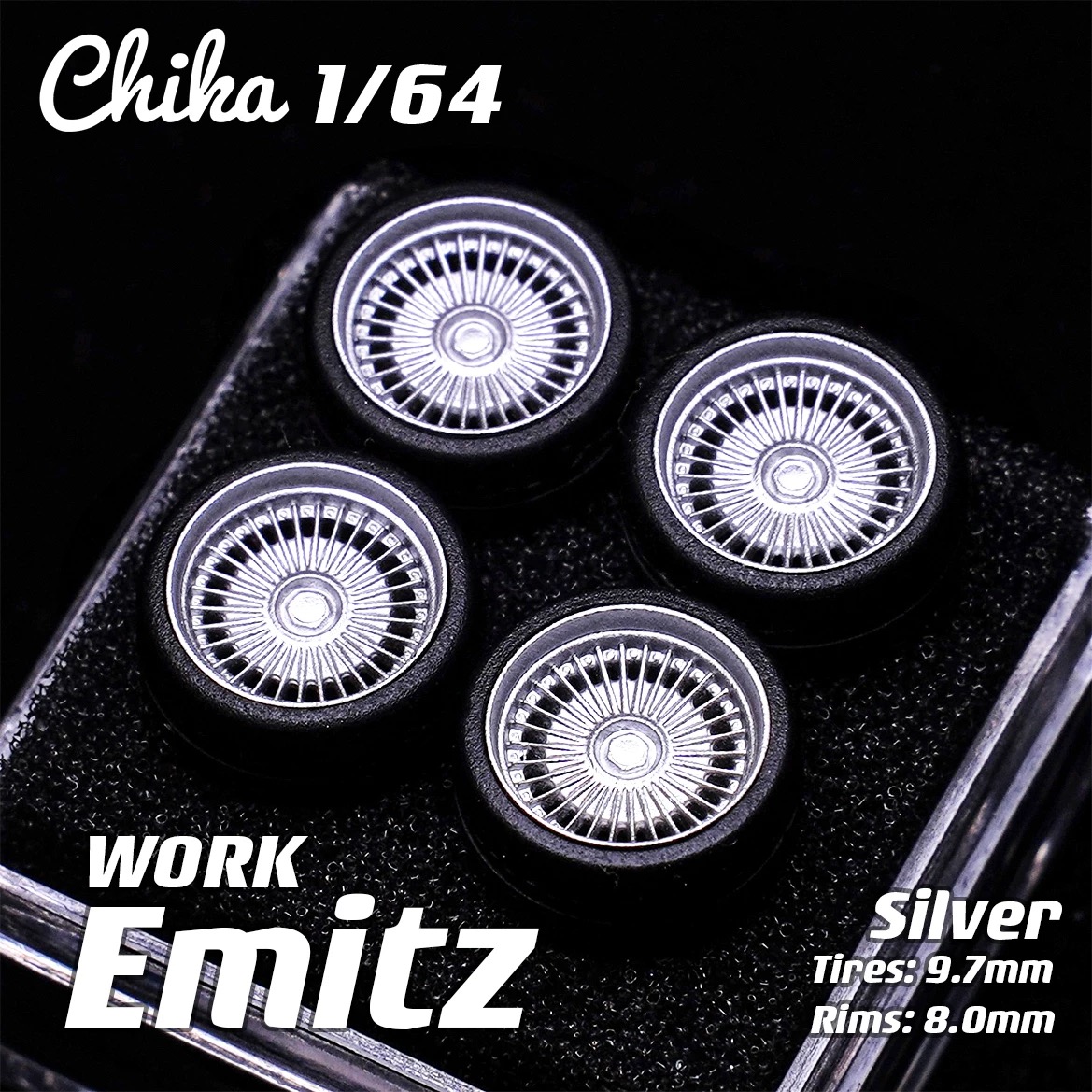 Roues 1/64 Chika Work Emitz 8.9/9.7/10.5mm Deuxième Modèle Modifié Moyeu de Roue Modèle de Voiture Compatible avec hotwheels Emitz 9.7mm