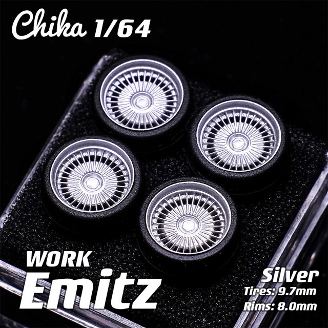 Roues 1/64 Chika Work Emitz 8.9/9.7/10.5mm Deuxième Modèle Modifié Moyeu de Roue Modèle de Voiture Compatible avec hotwheels Emitz 9.7mm