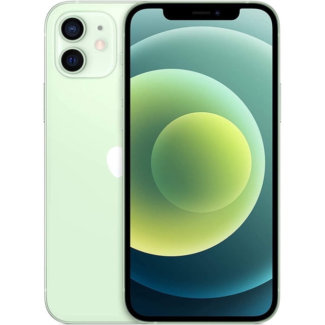 Apple iPhone 12 64 Go, Remis à Neuf Certifié, Grade A comme Neuf. Doté d'Un Écran Super Retina XDR OLED de 6,1 Pouces avec Résolution de 2532 x 1170, de Doubles Caméras Arrière 12MP avec mode Nuit, et de la Puce A14 Bionic pour Haute performance. Présenté en Fini Vert Pâle avec une Vue Orientée Mettant en Valeur l'Écran Bord à Bord et une Vue Arrière Mettant en Valeur le Système à Double Caméra. Compatible avec 5G et Comprend un Câble USB-C vers Lightning pour