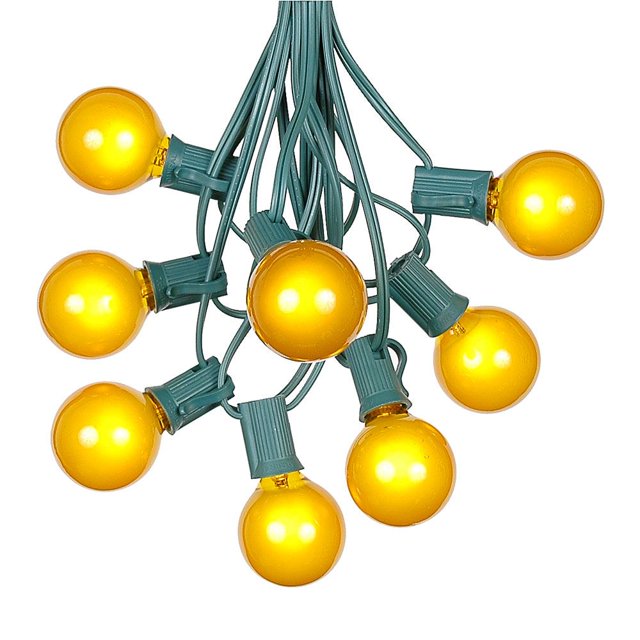 100 Foot G40 Outdoor Patio String Lights, 125 Yellow Globe Bulbs, E12 Base