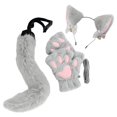 thumbnail image 1 of yingyy Cat Ear and Tail Set Cute for Stage Performance Prom Animals Themed Parties black grey, 1 of 5