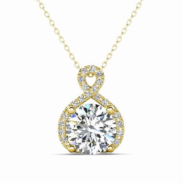 Cate & Chloe Alessandra Collier en Argent Plaqué Or Jaune 18k avec Diamants Simulés pour Femmes