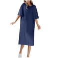 thumbnail image 1 of fatyb Robes d'Été 2025 pour Femmes Manches Courtes Décontractées Robes T-Shirt Col Rond Amples Unies Longues Robes, 1 of 6