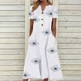 thumbnail image 1 of Pisexur Robe à Manches Courtes à Col en V Longueur Genou Mode Femmes Été Imprimé Décontracté Col en V Bouton Manches Courtes Vacances Poches Robe Femmes Robe, 1 of 5
