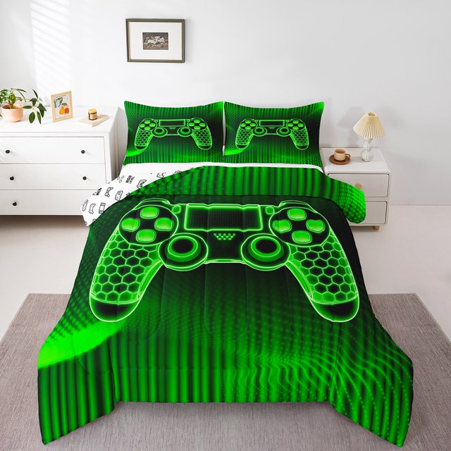 Erosebridal Ensembles de Couette de Jeu pour Garçons Format Simple, Couettes et Duvets à Rayures Géométriques, Décor Moderne de Chambre de Jeu, Réversible