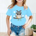 thumbnail image 2 of Chemises Filles Imprimé Mignon Col Rond Manches Courtes Tee Été Mode Ample Vêtements Bébé Filles Bleu 8-10 Ans, 2 of 4