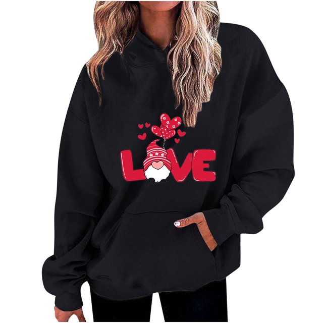 Birdeem Chandails à Capuchon et Chandails pour Femmes, Mode Décontractée, Saint-Valentin, Imprimés, Manches Longues