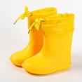 thumbnail image 2 of Kids Child Rain Boots with an Elastic Boot Collar Adjustable Drawstring Solid Color Waterproof Non Slip Light up Rubber Sole Garden Shoes Outdoor EVA Rain Shoes for 2-9 Years Yellow, 2 of 4