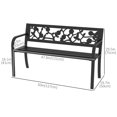 thumbnail image 3 of Outsunny Banc d'Extérieur avec Dossier à Motif Floral, Causeuse de Patio, Noir, 3 of 10