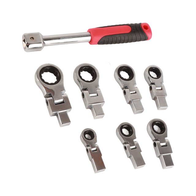 Clé à Enrouler, 8 Pcs Clé à Cliquet Tête Flexible 180° Ensemble de Clé à Cliquet Finition de Luxe