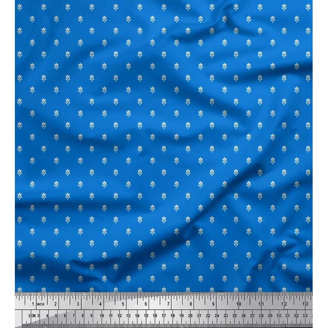 Soimoi Modal Satin Fabric Flower Artistic Printed Fabric 1 Yard 42 Inch Wide