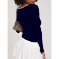 thumbnail image 4 of Gupgi Women Long Sleeve Crop Top Lace Trim Top Spring Slim Fit Basic Tops, 4 of 5