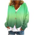 thumbnail image 1 of Chandails à Col Roulé pour Femmes à Manches Longues Cardigan Décontracté à Dégradé à Manches Longues Veste Manteau Hauts S-25 Vert P, 1 of 5