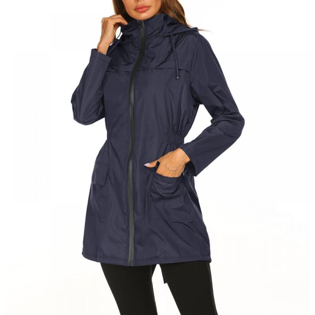 PRAETER Nouveau Imperméable Léger pour Femmes Veste Imperméable à Capuche pour Randonnée en Plein Air Vestes de Pluie Longues Vêtements de Pluie Actifs