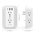 thumbnail image 2 of Wall 6-Outlet Extender Surge Protector with 3 Fast Charger Ports, ETL Listed, 2 of 5