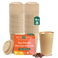 thumbnail image 1 of ECO SOUL 100 Pack 16 oz Disposable Coffee Cups with Lids Eco-Friendly, Biodegradable, Compostable, Leak-free & Sturdy To Go Hot D, 1 of 9