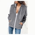thumbnail image 5 of Kcodviy Chandail à Capuchon pour Femmes à Fermeture Éclair Complète Veste en Molleton Poches Intérieures Manches Longues Chandails Légers Chandail à Fermeture Éclair Sans Capuche Poches Veste Manteau, 5 of 5