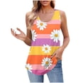 thumbnail image 1 of UPPADA Camisoles Mignonnes pour Femmes Tendance Col Rond à Fleurs Hauts d'Été Sans Manches Blouses Chic Décontracté Camisoles Graphiques Orange,G, 1 of 5