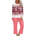 thumbnail image 1 of Pisexur Pyjama de Noël pour Femmes Ensemble Deux Pièces Tendance des Fêtes Imprimé Flocon de Neige Pyjamas de Noël Décontractés Manches Longues Col Rond Hauts Pantalons de Pyjama Tenue de Nuit, 1 of 5