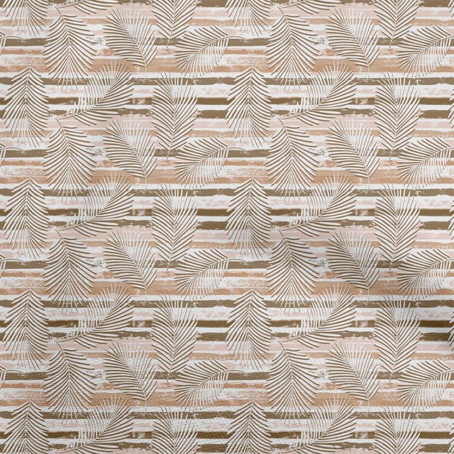 oneOone Rayon Peach Fabric Tropical Leaf Craft Projects Decor Fabric Printed By The Yard 56 Inch Wide