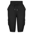 thumbnail image 3 of Pantalon Cargo Ample Décontracté pour Femmes, Uni, à Cordon de Serrage, Jambe Grand, Court, 3 of 5