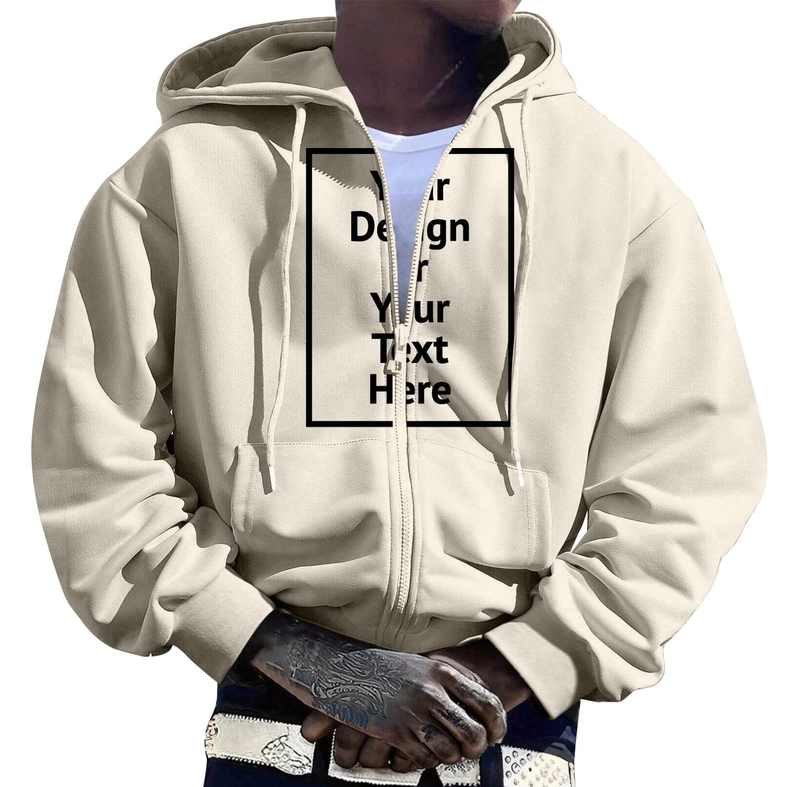 AWZXDE Men's Full Zip Hoodie Long Sleeve Pullover with Front