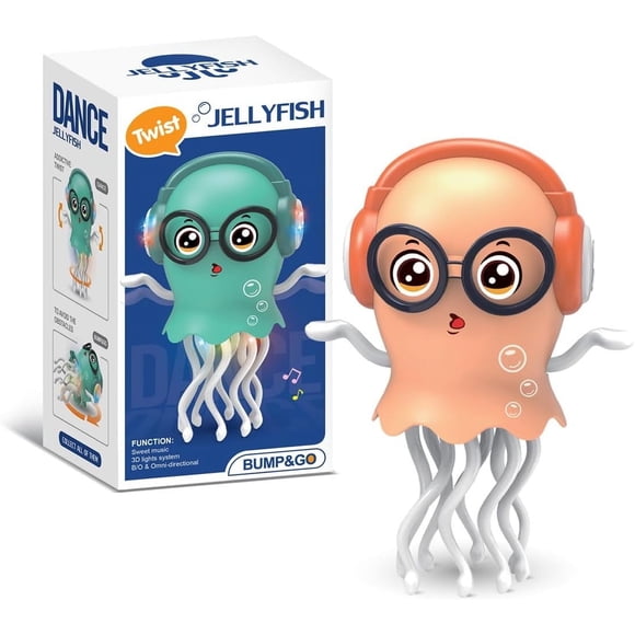 Dancing Jellyfish Figurine, Vibrant Animated Home Decor with LED Lights, Interactive Motion Toy for Kids Adults Parties Gifts