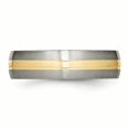 thumbnail image 3 of Titane Rainuré 14k Incrustation Jaune 6mm Brossé Bague 6 Taille, 3 of 6