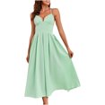 thumbnail image 2 of Gspmoly Robes d'Été, Mode Femmes Été Sans Manches Aguichant Décontractée Dos Nu Couleur Unie Robe à Col en V Robes de Cocktail Liquidation, 2 of 9