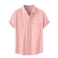 thumbnail image 1 of Besolor Mens Summer Short Sleeve Shirts Collared Button down Shirts Big and Tall Casual Solid Color Beach Shirts Tops, 1 of 6