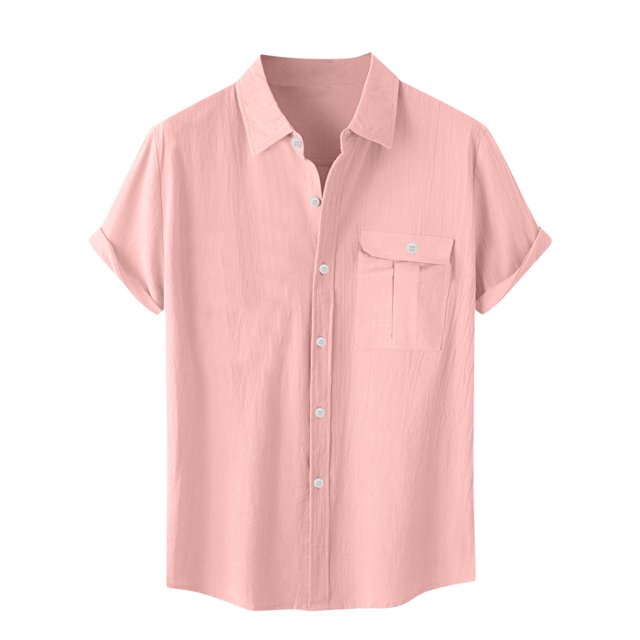 Besolor Mens Summer Short Sleeve Shirts Collared Button down Shirts Big and Tall Casual Solid Color Beach Shirts Tops