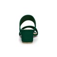 thumbnail image 2 of BLISSFUL STEP Women's Shoes Dual Straps Mid Chunky Heel Slide Sandals Green 7, 2 of 8