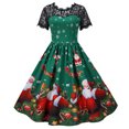 thumbnail image 1 of Jsaierl Robes de Noël pour Femmes 2024 Élégantes Décontractées à Manches Courtes Robe en Dentelle Robe de Fête des Fêtes Cocktail Robe à Volants, 1 of 9