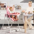 thumbnail image 2 of Babyjoy Chaise Haute pour Bébé Pliable Chaise d'Alimentation avec 4 Roues Verrouillables Rose, 2 of 8