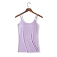 thumbnail image 5 of Hiiyo Women's Spaghetti Strap Camisole with Built-In Bra Summer Tank Top, Purple L, 5 of 5