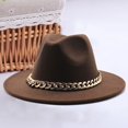 thumbnail image 3 of Hat Big Chain Wide Brim Autumn Winter Sun Protection All Match Felt Cap for Daily Wear, 3 of 10