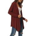thumbnail image 4 of INSPIRE CHIC Cardigan Léger Décontracté à Manches Longues pour Femme, Ouvert Drapé, Printemps Automne, m Rouge Vin, 4 of 6