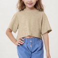 thumbnail image 2 of zbxnLI Hauts Courts Athlétiques pour Filles T-Shirts à Manches Courtes pour Enfants Col Ras du Cou T-Shirt d'Entraînement de Gym T-Shirts de Course Vêtements de Sport, 2 of 7