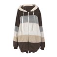 thumbnail image 5 of FAIWAD Women's Full Zip Fuzzy Fleece Hooded Coat Color Block Drawstring Fall Winter Warm Coat with Pockets, 5 of 5